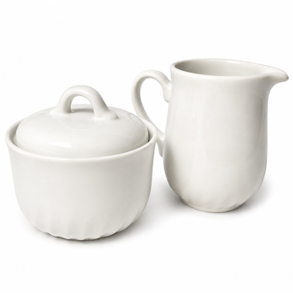 Corelle Coordinates White Stoneware Sugar Bowl w/ Lid & Creamer Pitcher Set Farm